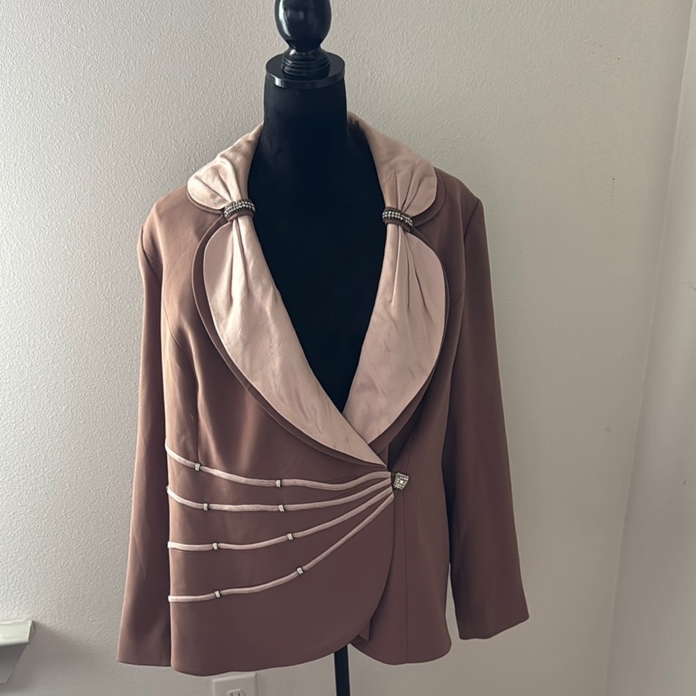 Ben Marc Vintage formal embellished blazer jacket‎ satin detail Sz 18